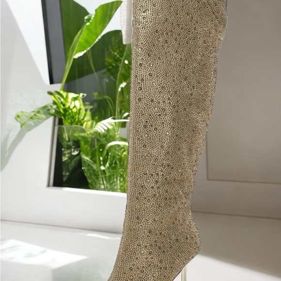 INC Elegant Gold Women's Knee-High Boots - Picture 5 of 8